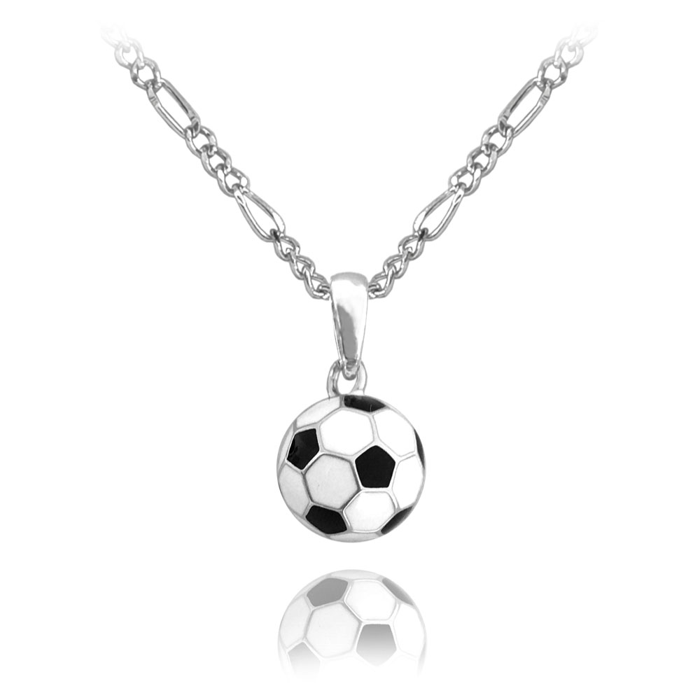 S50-531 Stříbrný náhrdelník Fotbalový míč s řetízkem Figaro