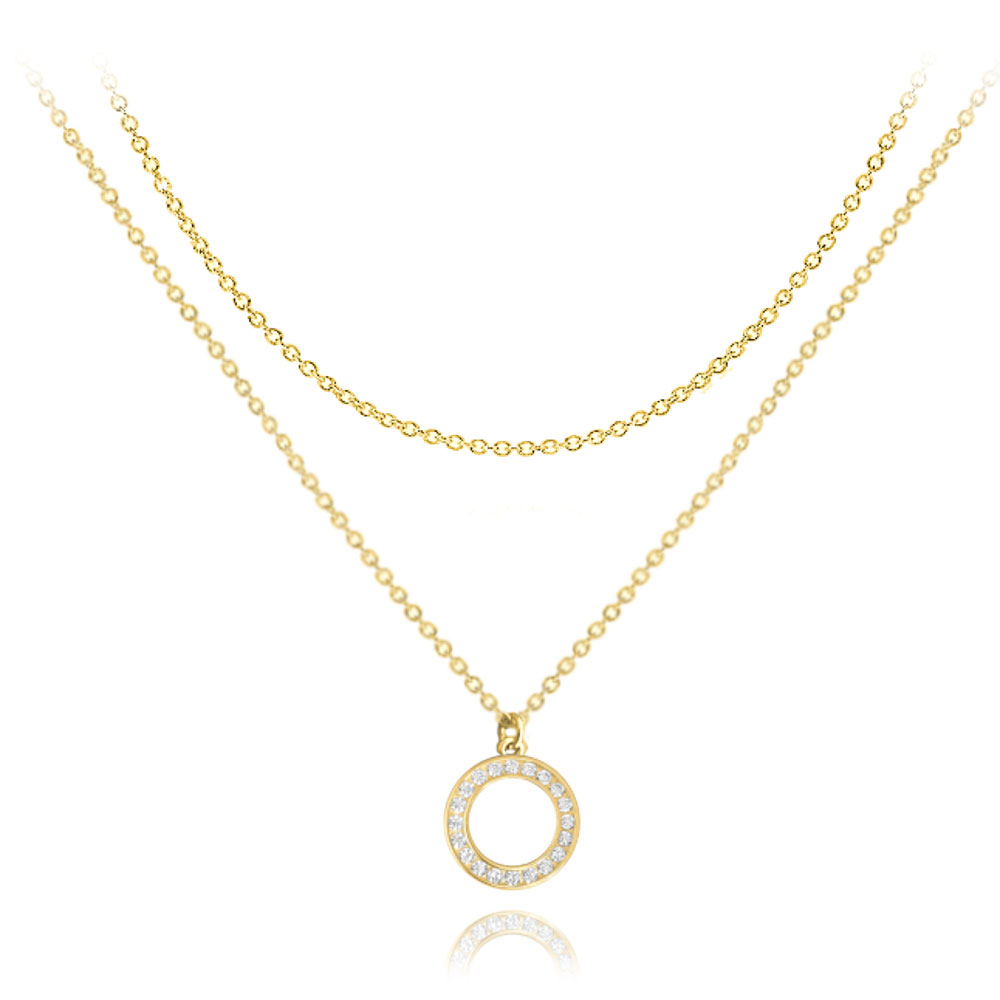 S50-500 Pozlacený dvojitý stříbrný náhrdelník s kroužkem