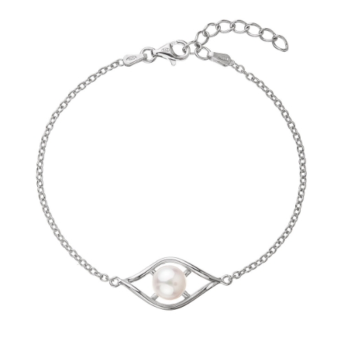 23017.1 Stříbrný náramek Swarovski s bílou říční perlou