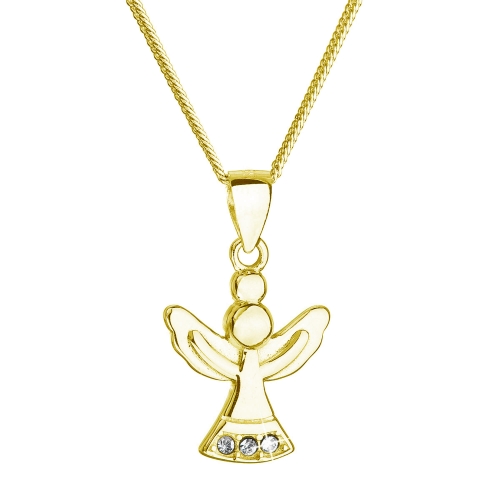 32078.1 gold Pozlacený stříbrný náhrdelník Swarovski s andělem