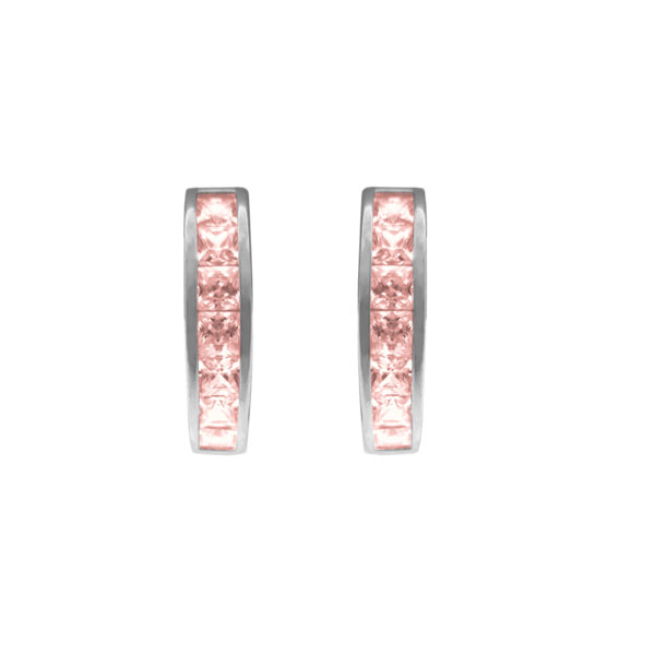 S40-308 Třpytivé stříbrné náušnice s velkými růžovými zirkony