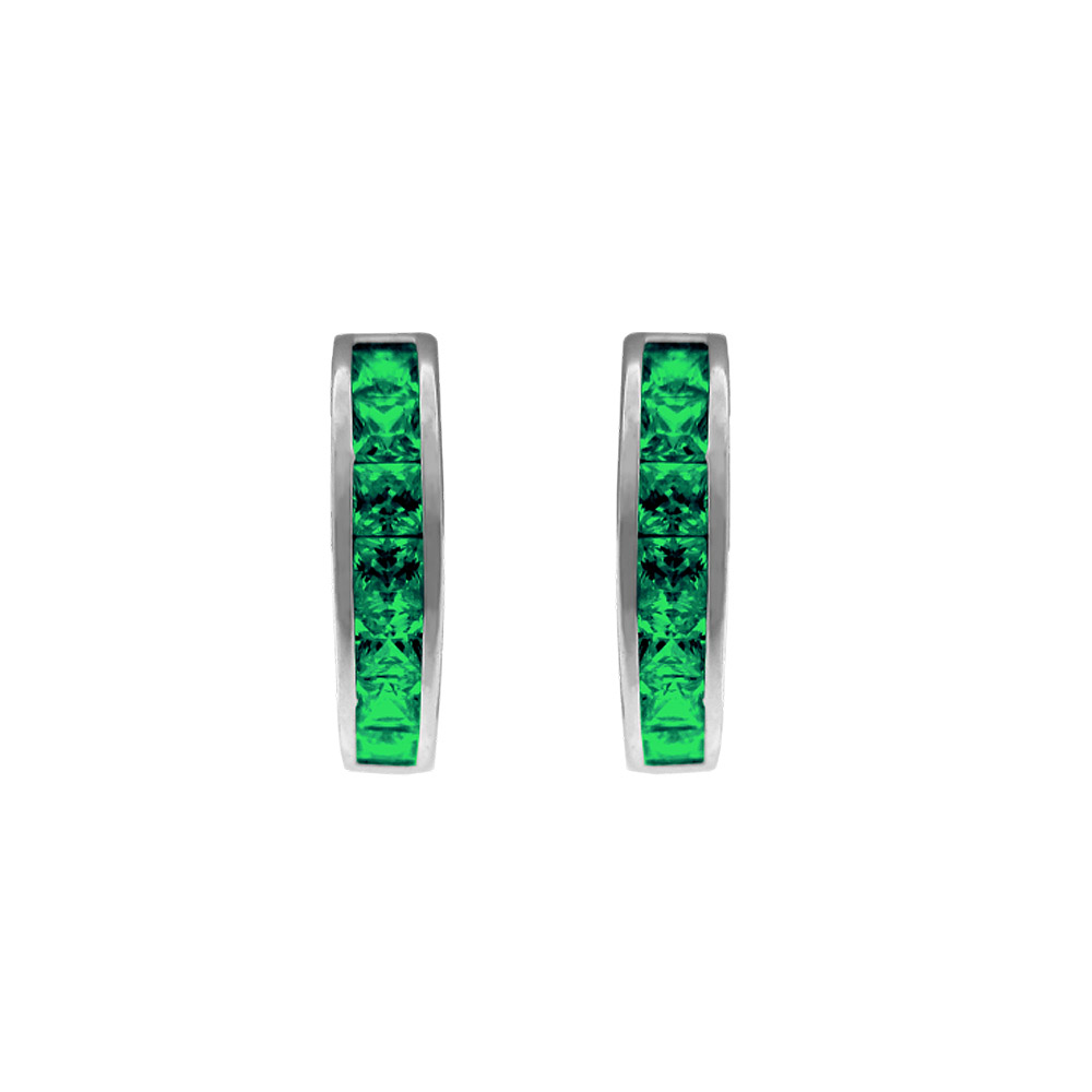 S40-445 Třpytivé stříbrné náušnice s velkými zelenými zirkony