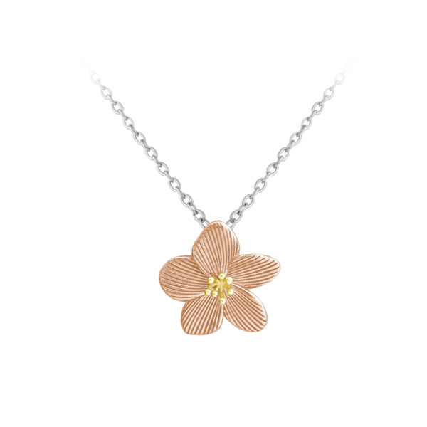 Levně S50-357 Rose gold rozkvetlý stříbrný náhrdelník Flower