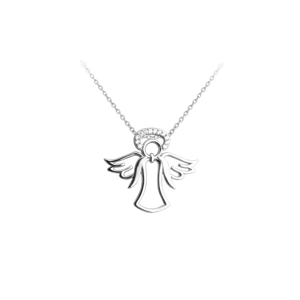 Stříbrný náhrdelník Anděl se svatozáří