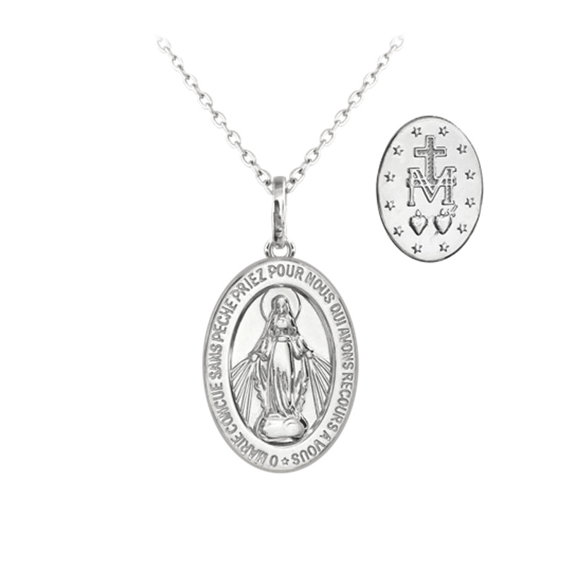 Levně S50-413 Stříbrný náhrdelník Zázračná medaile neposkvrněného početí