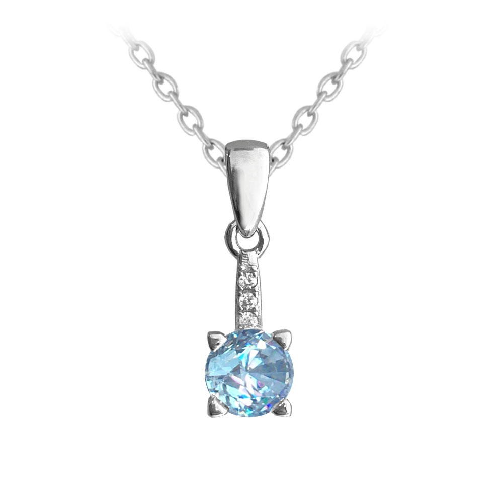 S50-440 Elegantní stříbrný náhrdelník se světle modrým zirkonem