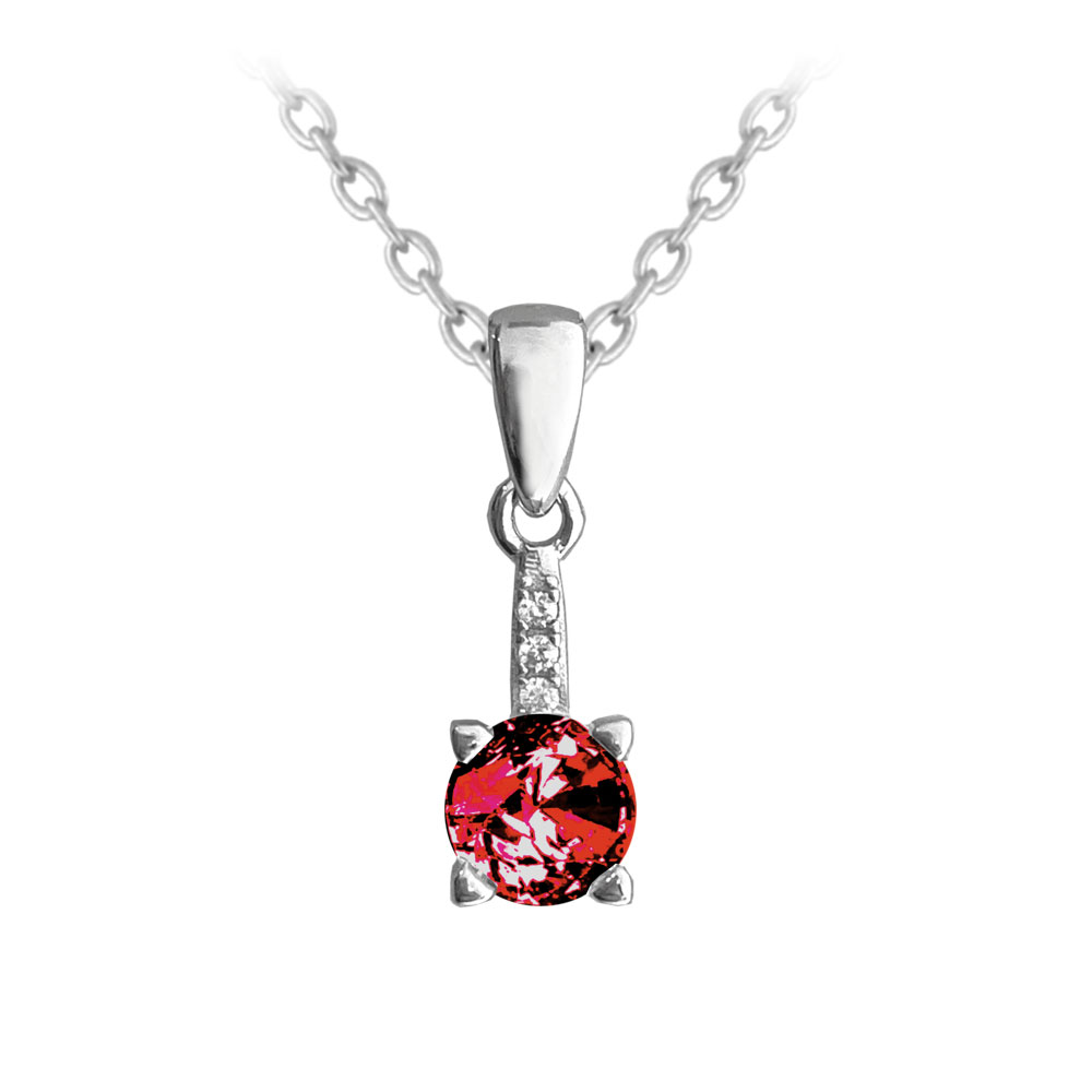S50-443 Elegantní stříbrný náhrdelník s červenými zirkonem