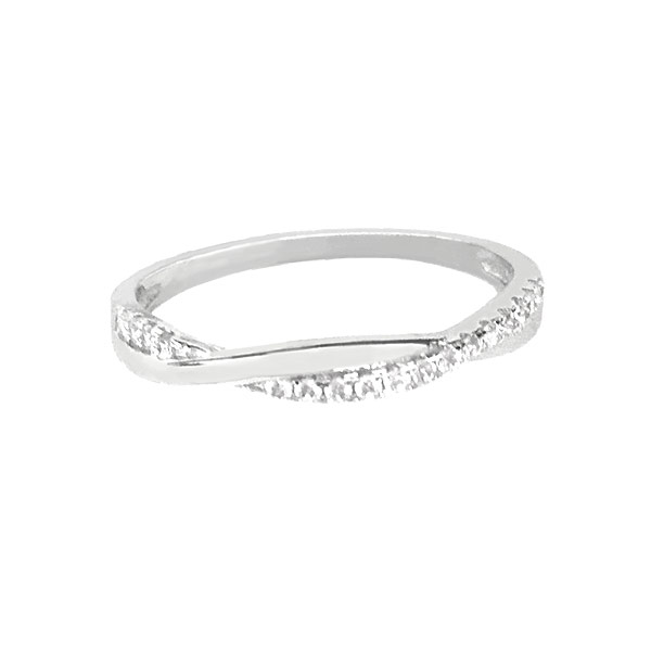 S70-153 Stříbrný zapletený prsten s bílými zirkony