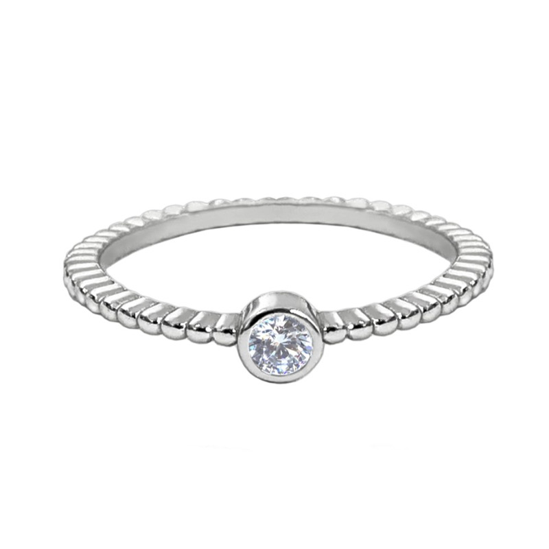 Levně S70-178 Stříbrný prsten s bílým zirkonem