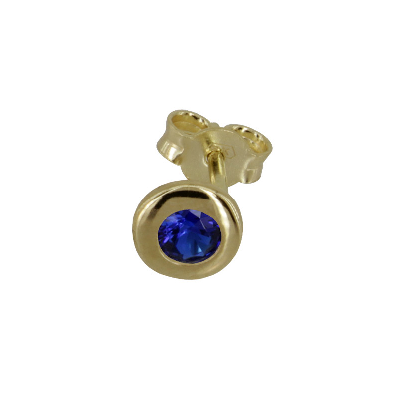 Z40-837 Zlatá náušnice pecka s modrým kamenem
