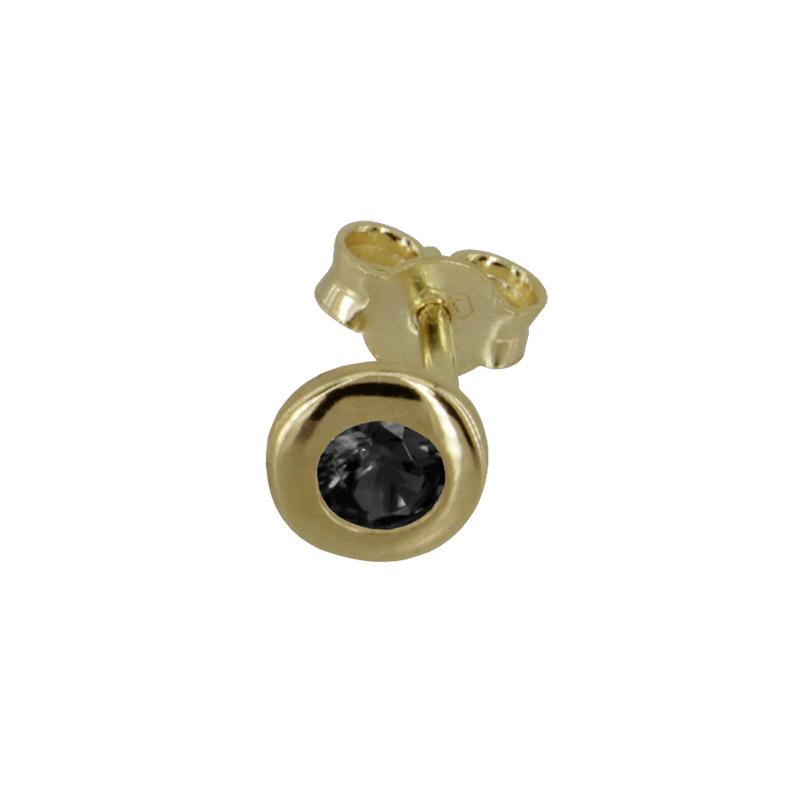 Z40-838 Zlatá náušnice pecka s černým kamenem