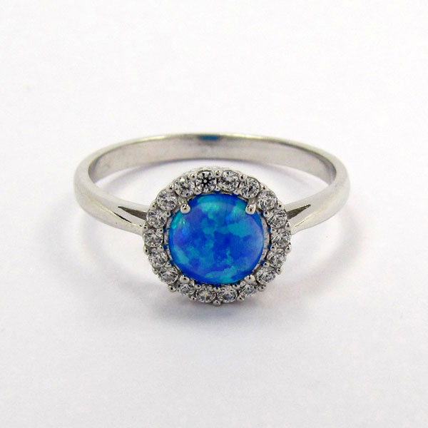 Z70-265 Prsten z bílého zlata s modrým opálem