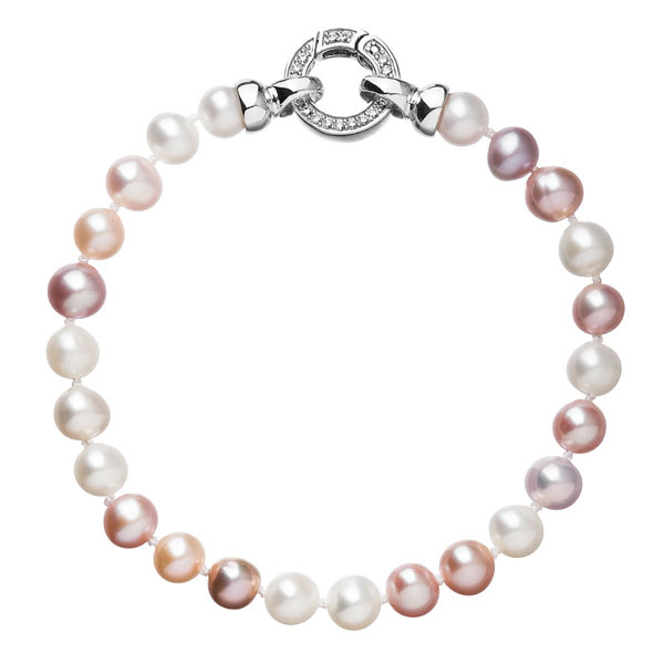 Perlový náramek z pravých říčních perel mix barev