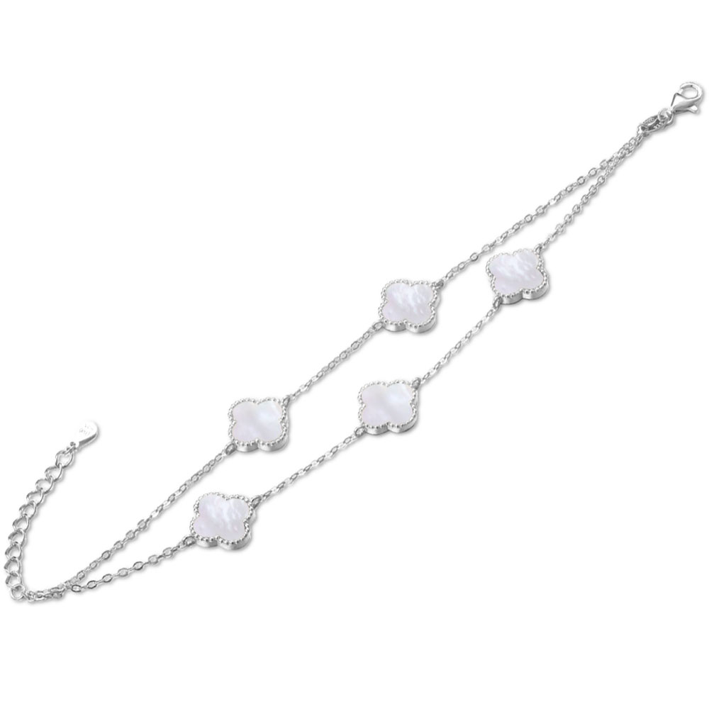 S30-144 Stříbrný náramek s bílou perletí