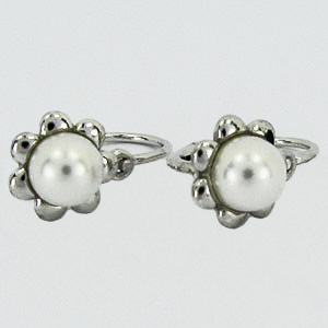 Levně S45-002 Stříbrné náušnice dětské s perlou