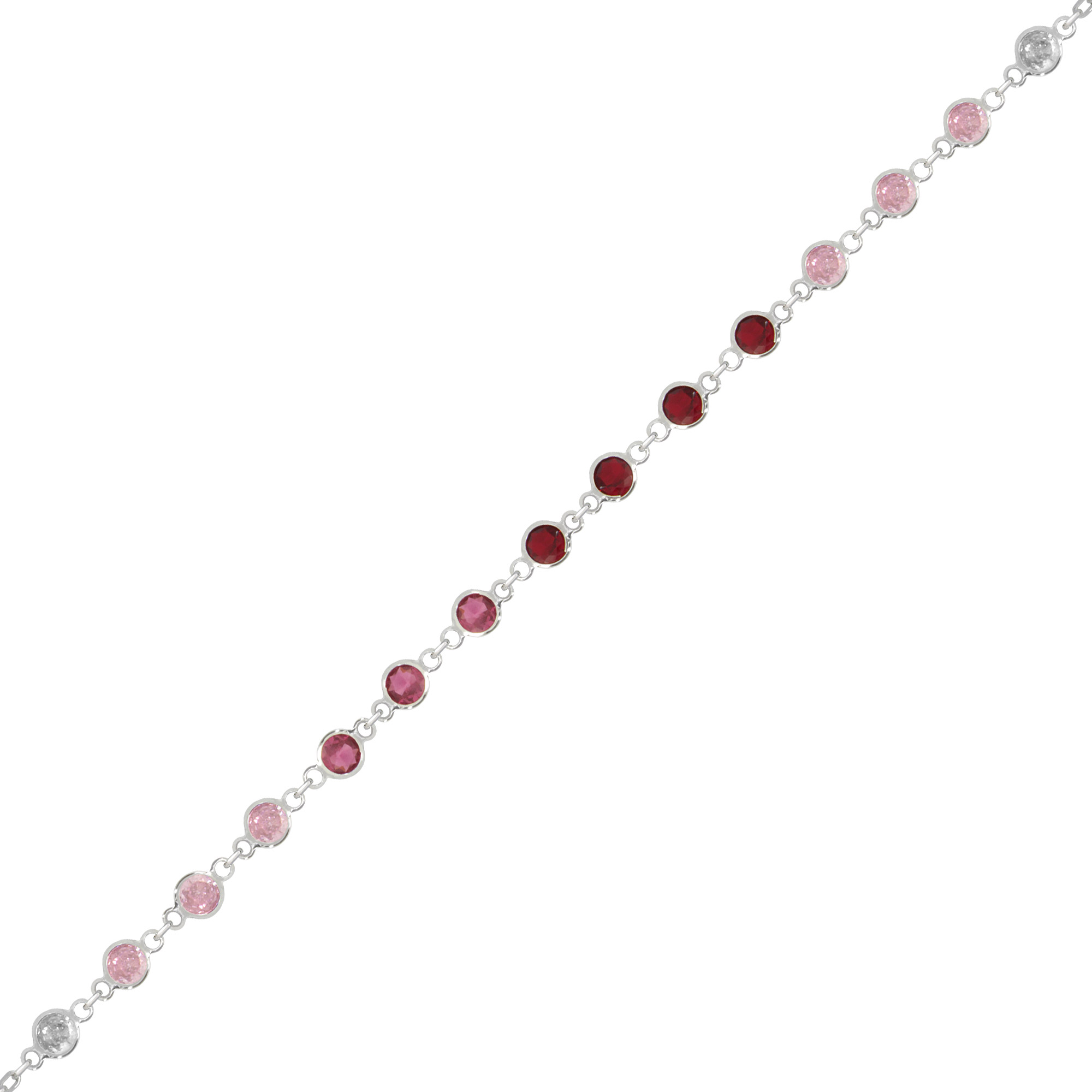 STM31 Stříbrný náramek s bílo-růžovo-červenými zirkony