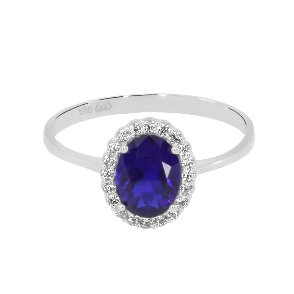 Z70-480 Zlatý prsten s modrým zirkonem
