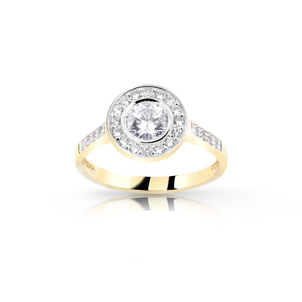 Z70-483 Zlatý prsten s bílými zirkony