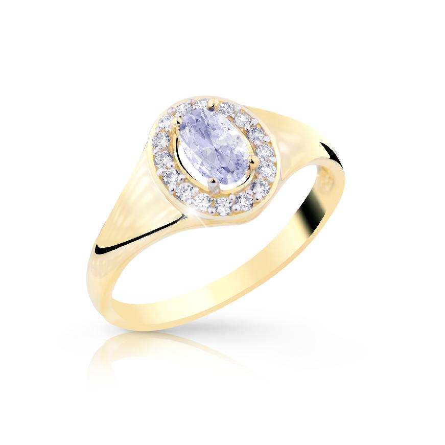 Z70-493 Zlatý prsten s bílými zirkony