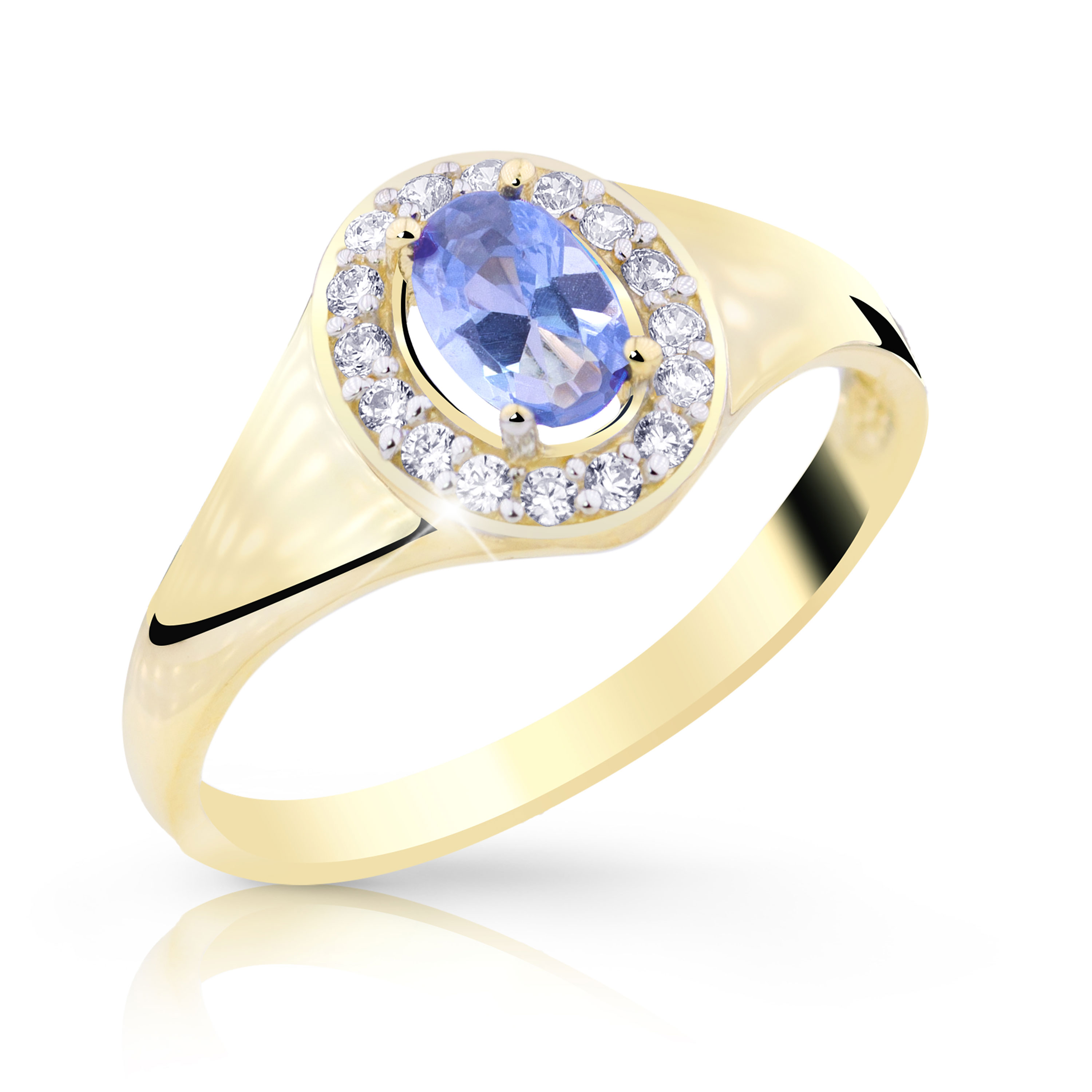Z70-504 Zlatý prsten se světle modrým zirkonem