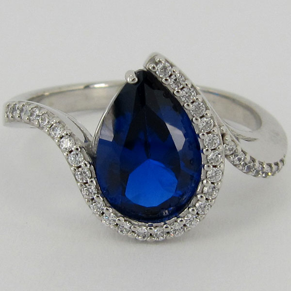 Zlatý prsten s modrým zirkonem Z70-208